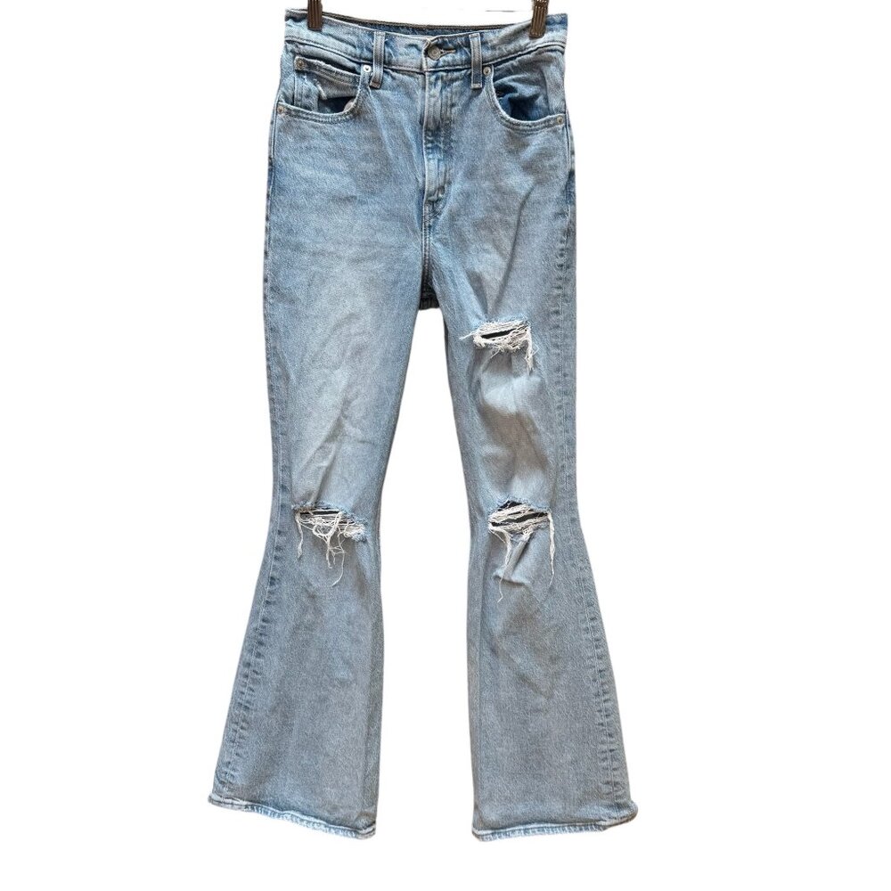 Levis‎ Jeans 70s High Flare Light Wash Distressed Denim Retro Boho Style Size 25